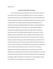 academic integrity reflection paper