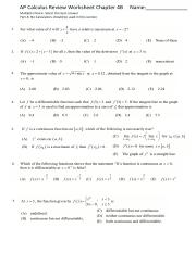 AP Calculus Chapter 4B Review Worksheet AP MC