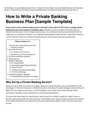 private bank business plan