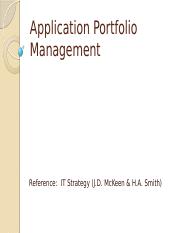 Lecture 11 a - Application Portfolio Management