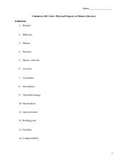 review sheet  Chemistry 30S Unit 1 Physical Property of Matter - Copy.docx