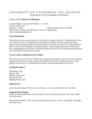 2014 CHIN50 Syllabus Chinese Civilizations