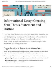Workbook 9.3 _ Writing Project 2 - Informational Essay_ Creating Your Thesis Statement and Outline.p
