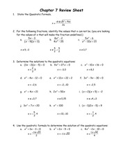 Chapter 7 Review Sheet Solutions