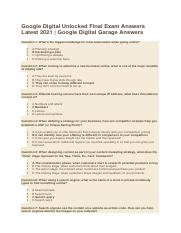 Google Digital Unlocked Final Exam Answers Latest 2021  Google Digital Garage Answers.docx