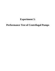 Experimental Methods - Lab 5 - Performance Test of Centrifugal Pumps