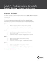 Activity 1 - The Organisational Context of a Project - Strategy, Structure and Culture - Copy - Copy