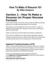 How To Make A Resume 101
