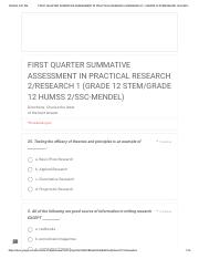 FIRST QUARTER SUMMATIVE ASSESSMENT IN PRACTICAL RESEARCH 2_RESEARCH 1 (GRADE 12 STEM_GRADE 12 HUMSS 