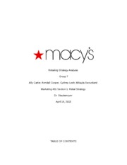 Retail Management Macys Strategy Analysis Final Project