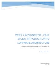 CIS 433 Week 2 Assignment - Case Study Introduction to Software Architecture.docx